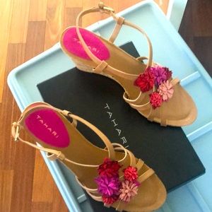 Tahari “Favor” Cork Strap Sandles